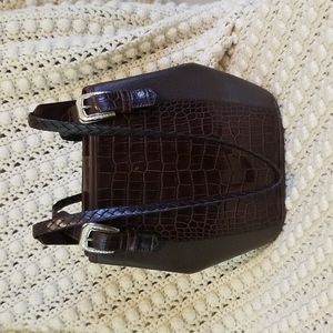 BRIGHTON Tortiseshell/Pebbled Brown Leather Bucket Bag